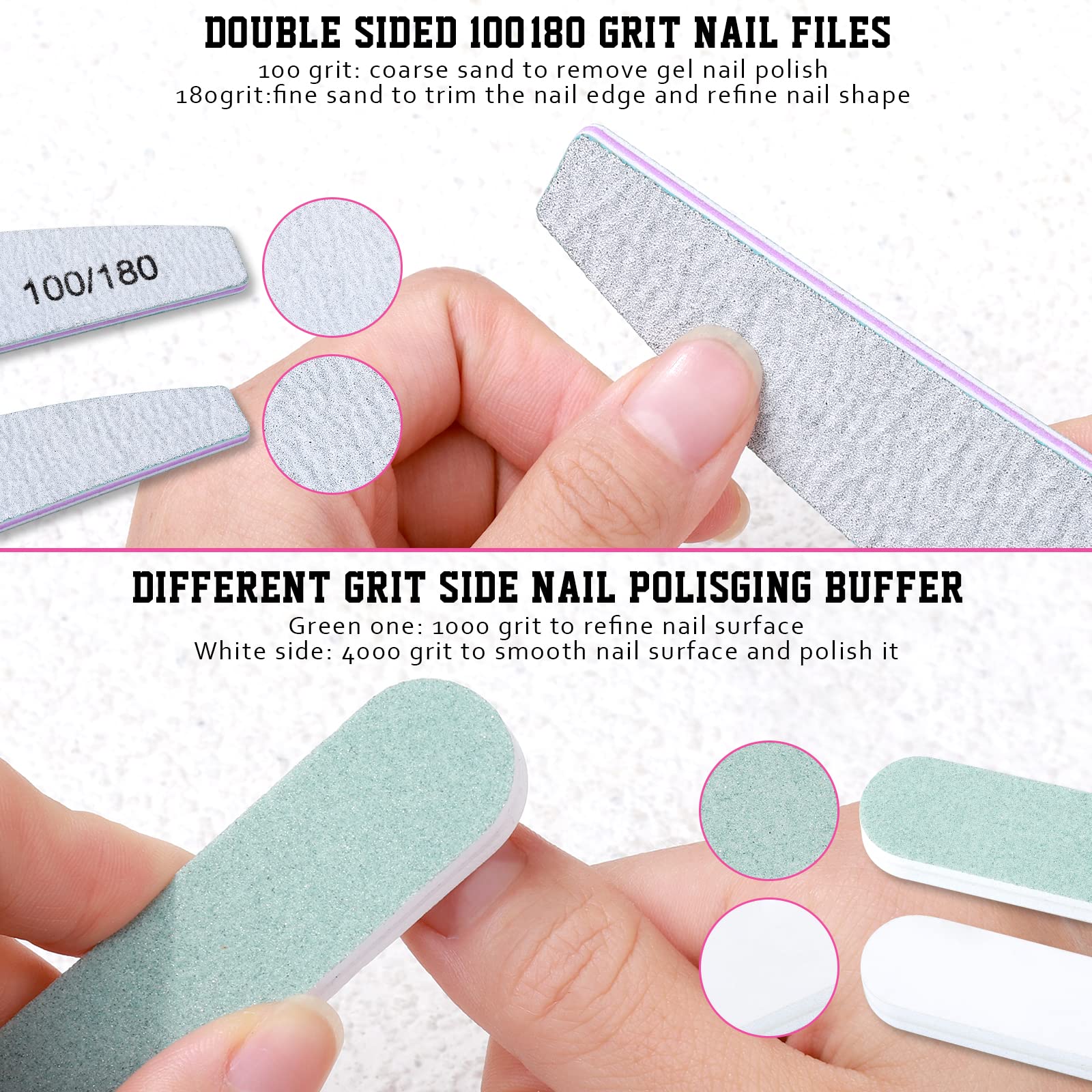 Bloque pulidor esponja rectangular FANDAMEI para suavizar uñas acrílicas y naturales