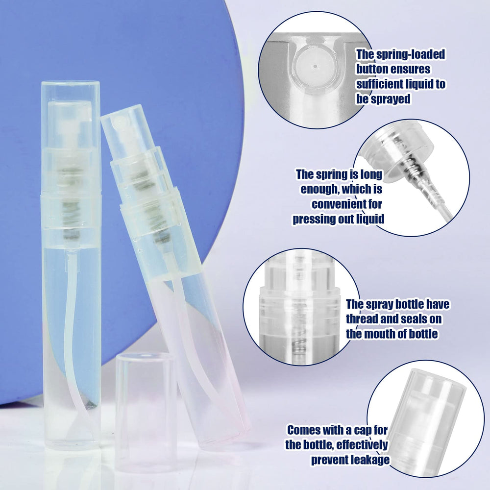 Botellas transparentes Fandamei de 5ml, tamaño compacto para viaje.