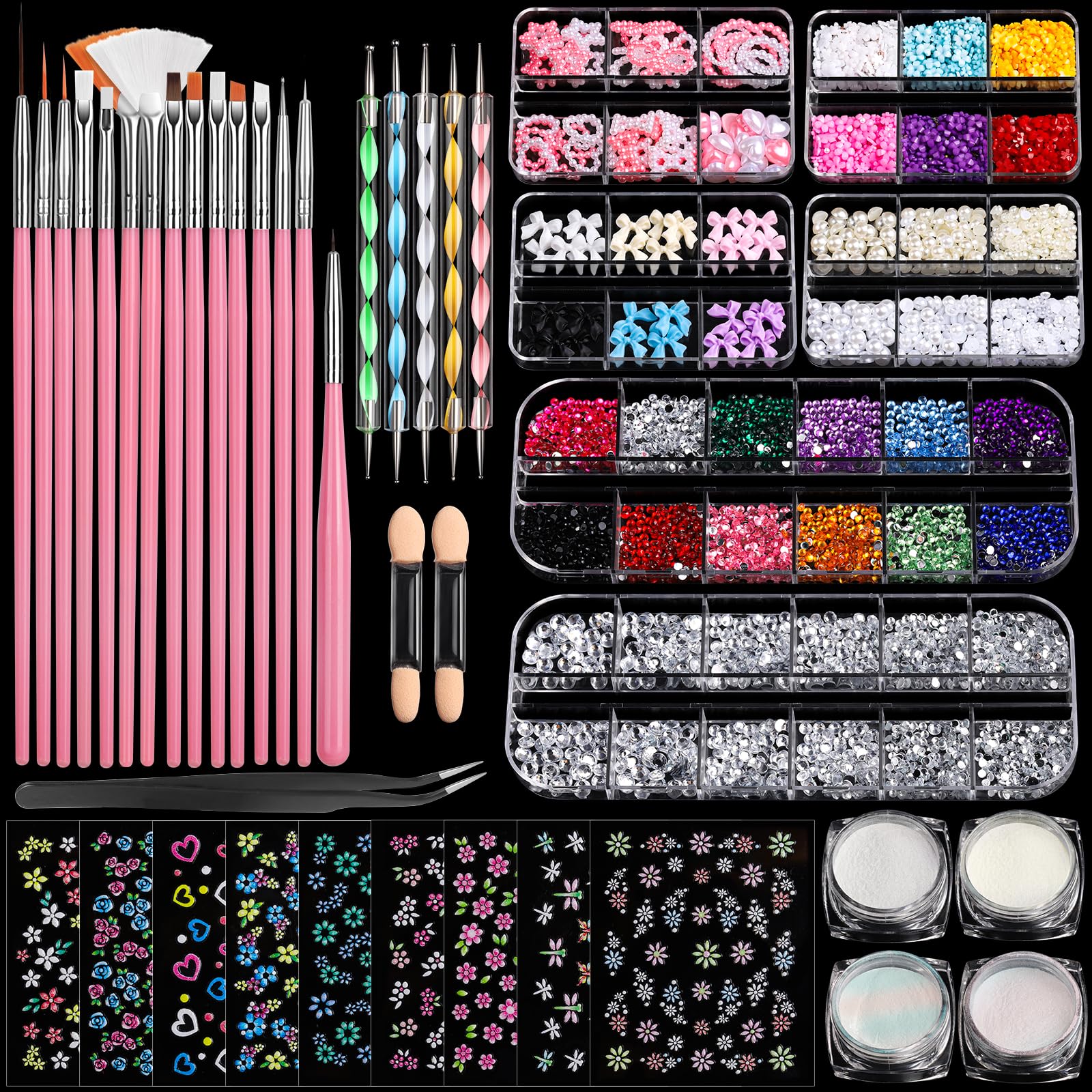 Brochas de arte Fandamei para uñas, ideal para dibujar líneas y patrones precisos.