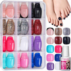 Fandamei uñas para pies: caja con 12 colores, fácil selección.
