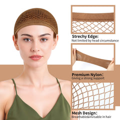 Fandamei cap-peluca-nylon-estirable: ajuste cómodo para distintas cabezas y peinados.