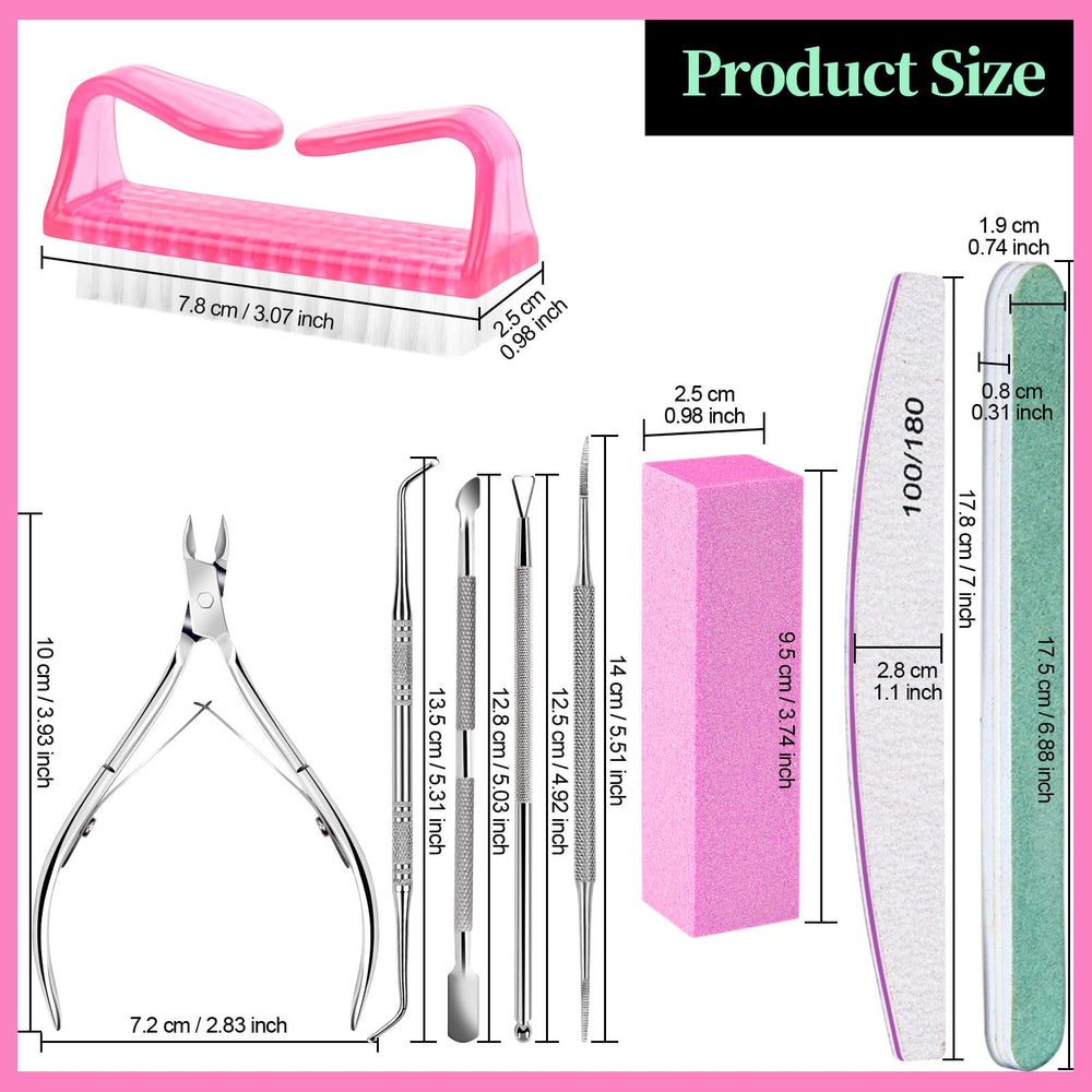 Fandamei cepillo rosa para uñas limpia residuos fácilmente.