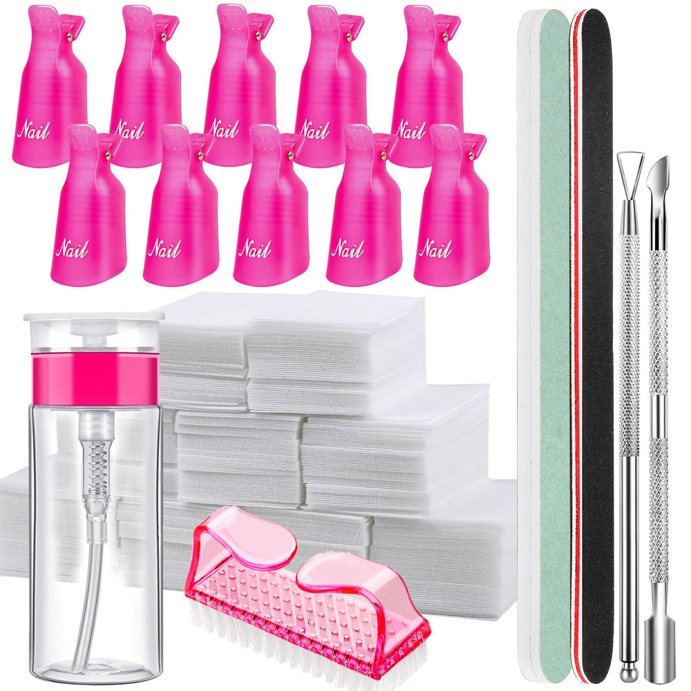Clips remover esmalte FANDAMEI en rosa rojo para fijar y ablandar esmalte.