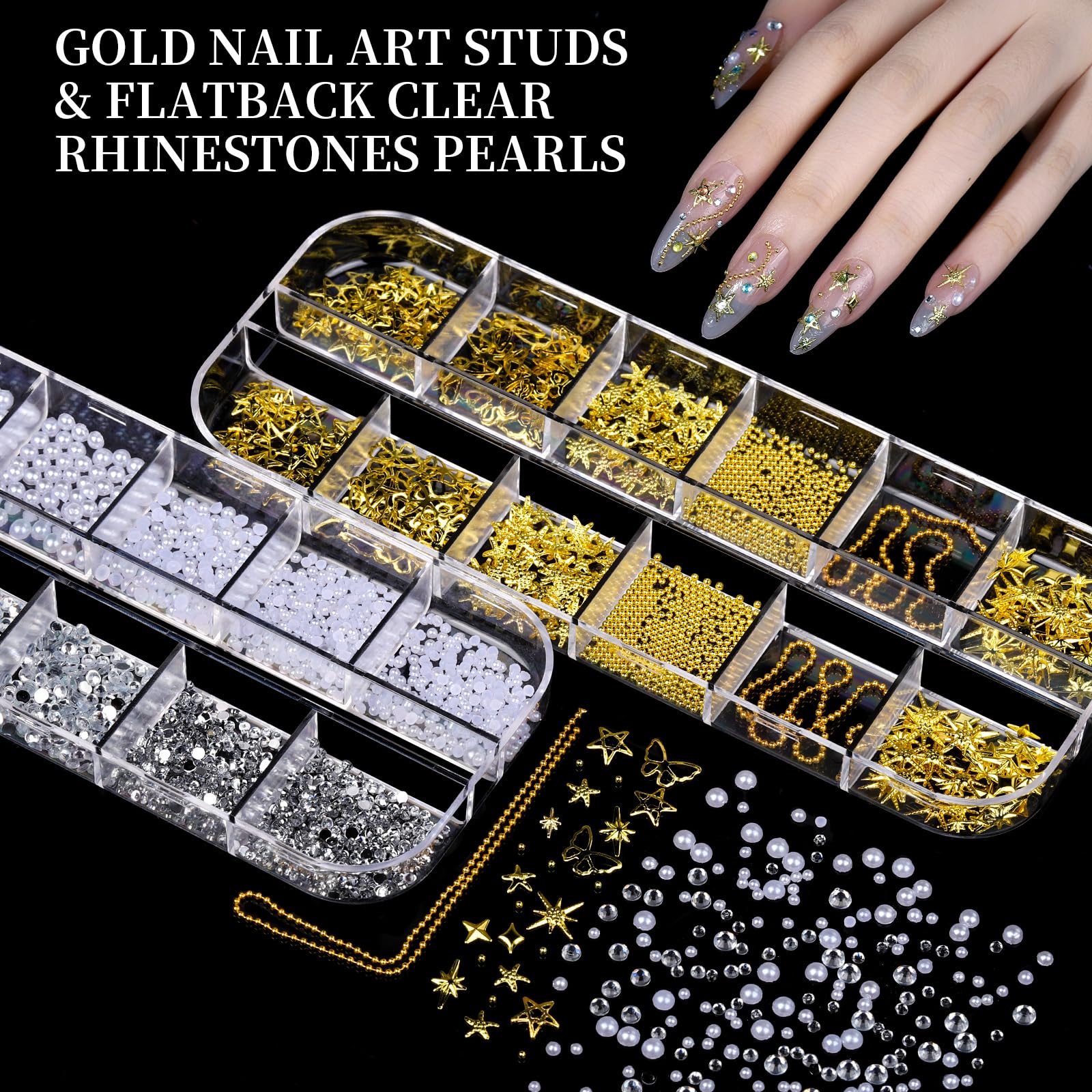 FANDAMEI cristales para uñas en 12 colores para destellos brillantes