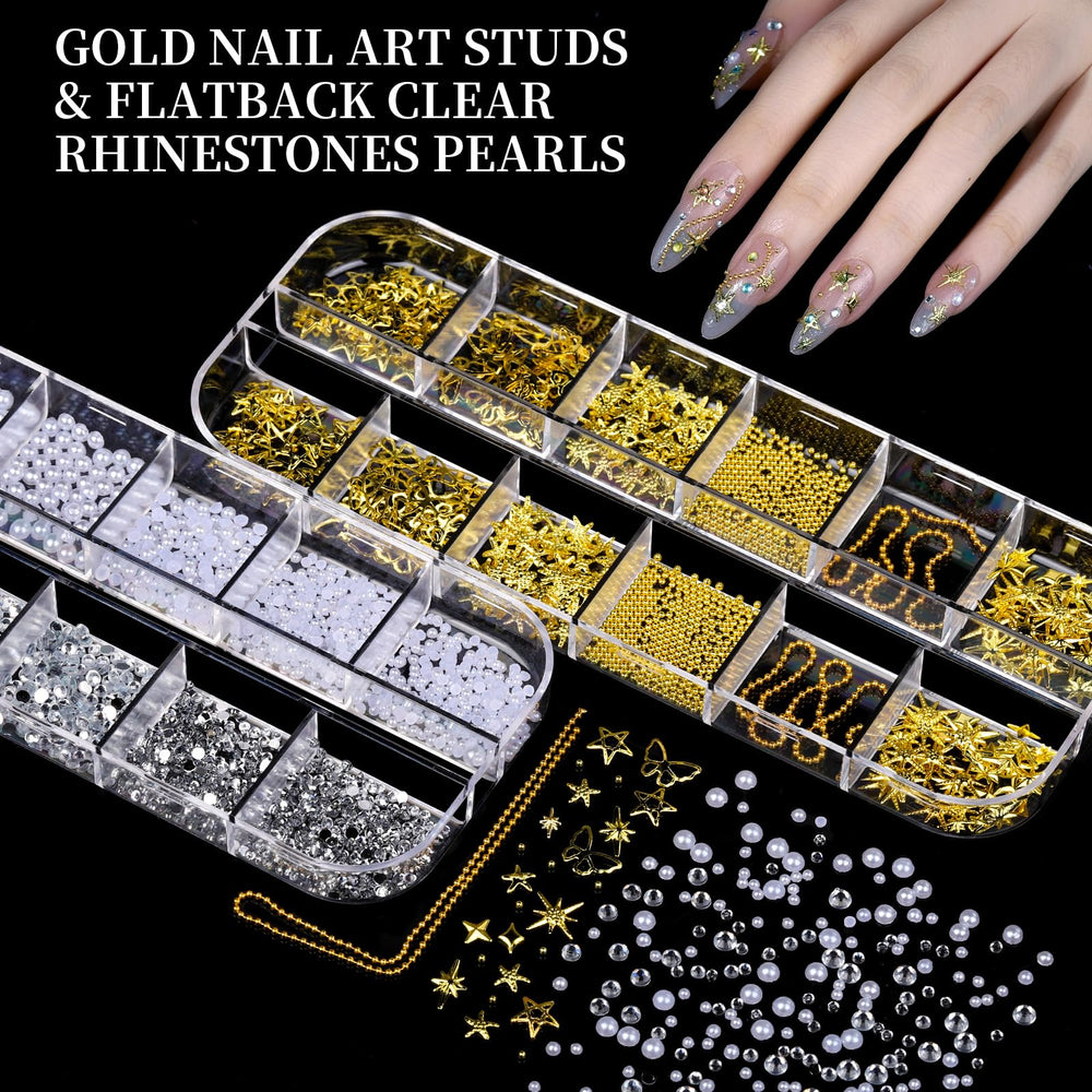 FANDAMEI cristales para uñas en 12 colores para destellos brillantes