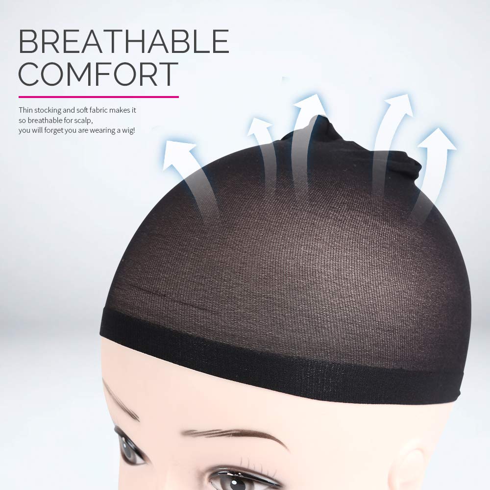 Diseño elástico Fandamei, gorro nylon negro para fijar la peluca.