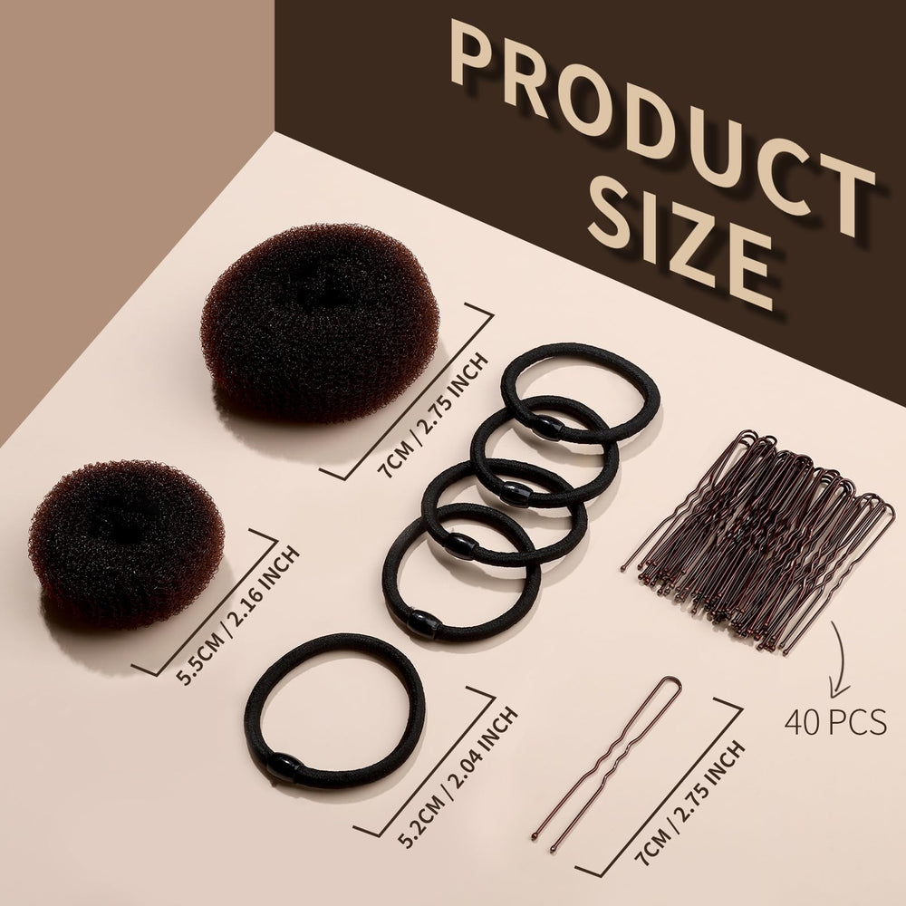 Fandamei Donut Bun Maker para niñas, 4 extra pequeñas, ideal para pelo corto o menos cabello.
