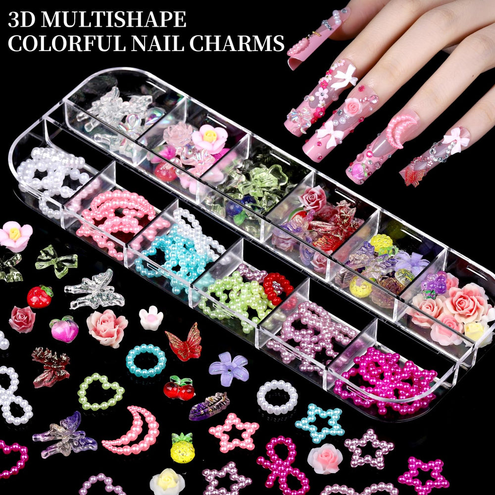 FANDAMEI encantos de uñas con frutas y corazones, diseño divertido