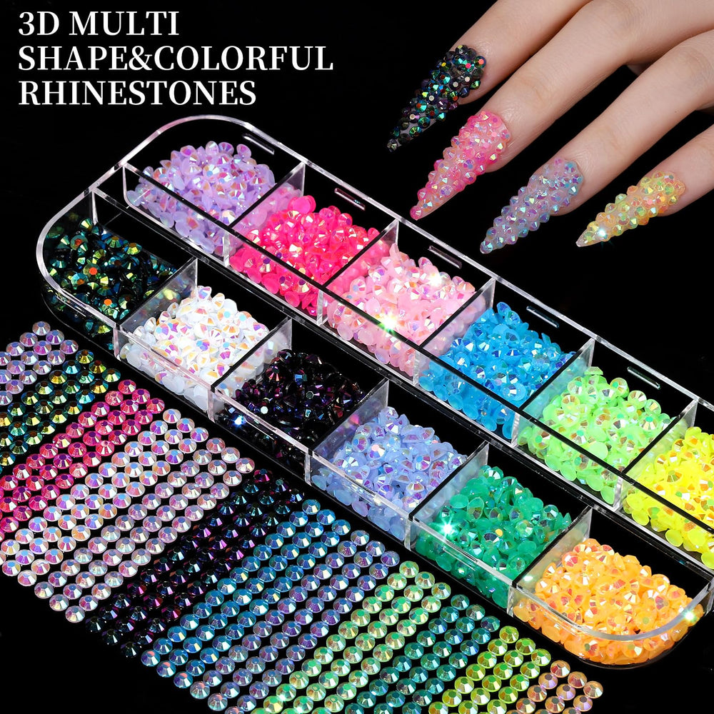 Fandamei flatback rhinestones and AB pearls for elegant French tips