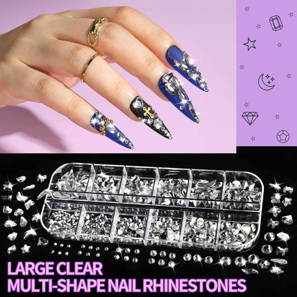 Fandamei cristales claros para un acabado liso en uñas