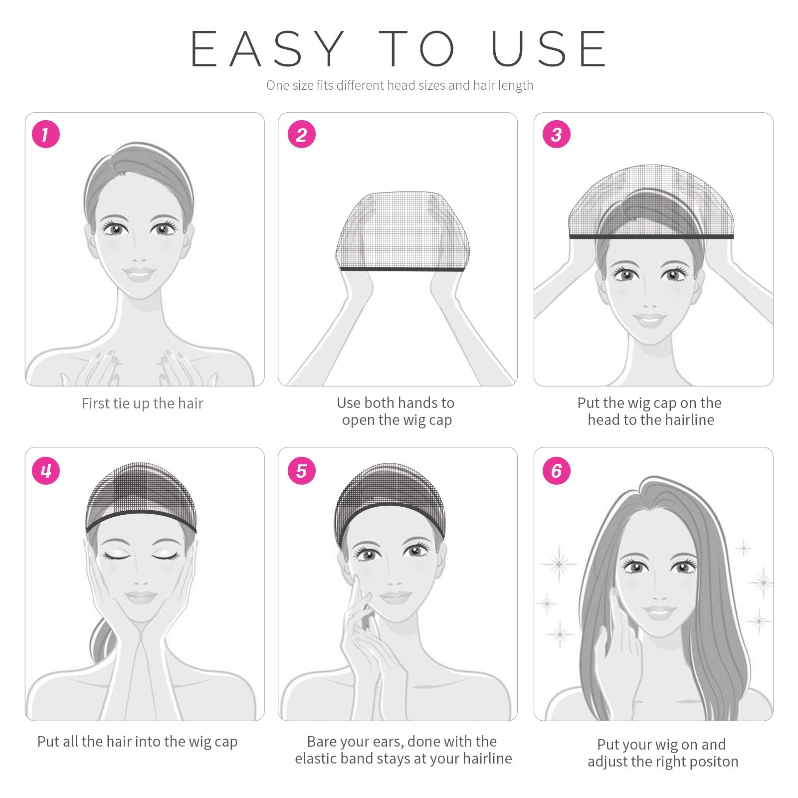 Gorro elástico Fandamei para cabello largo, mantiene todo en su lugar.