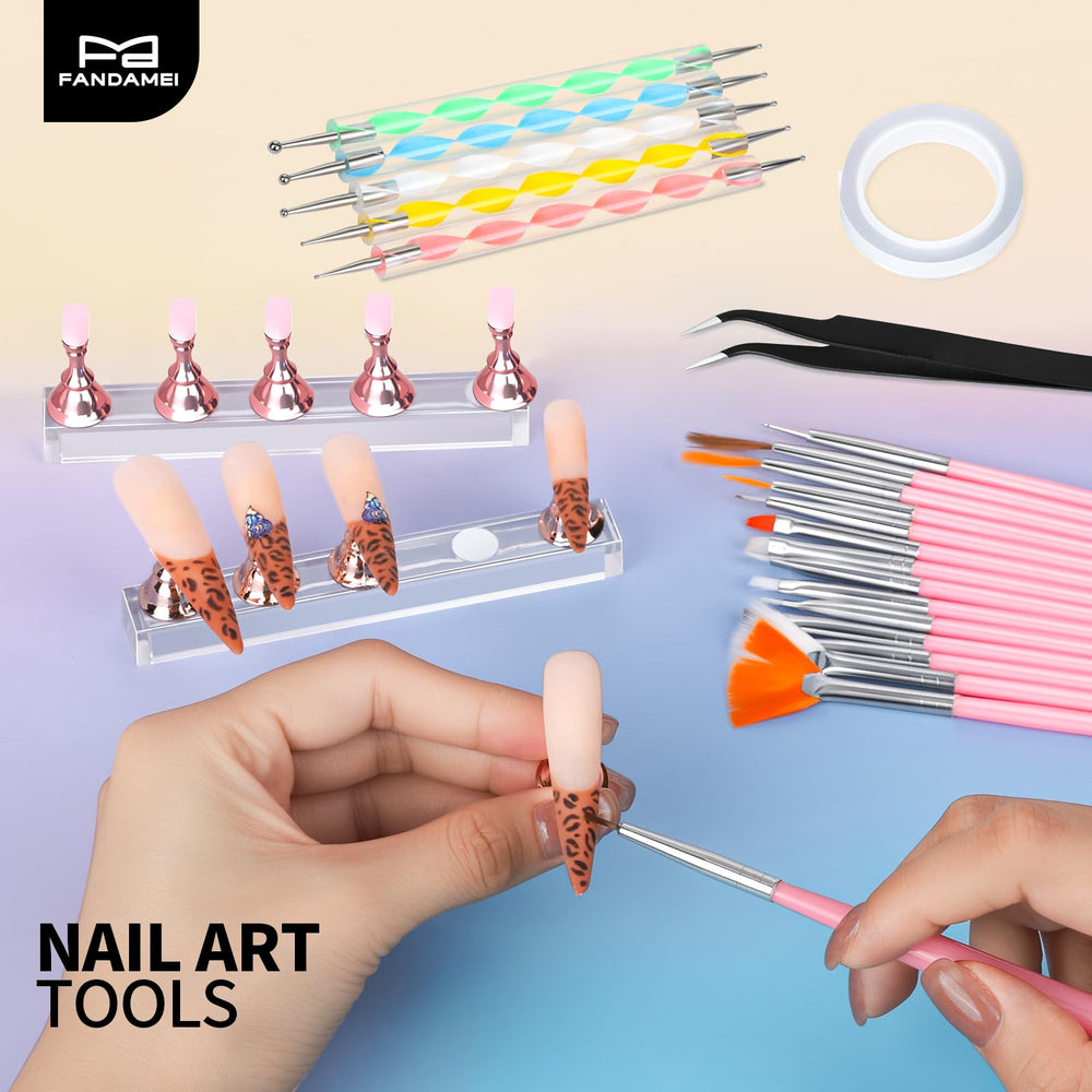 Fandamei kit completo de arte de uñas, herramientas para diseño profesional