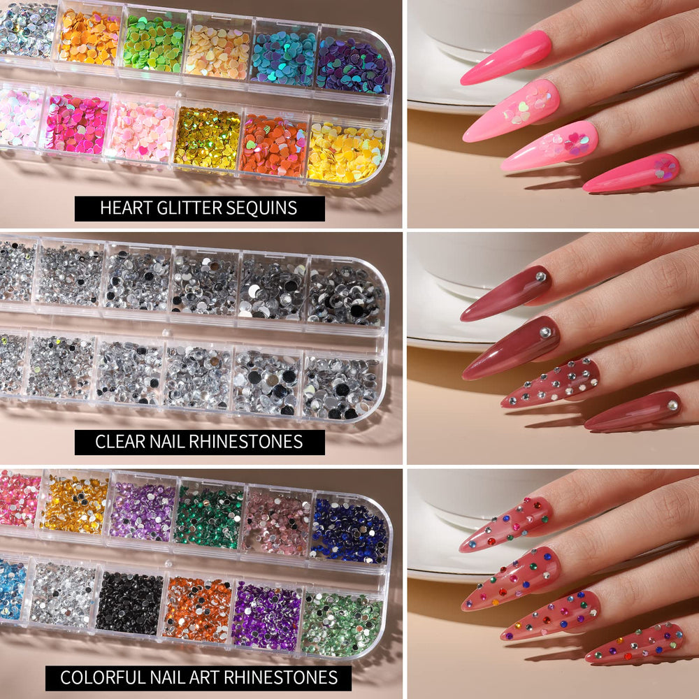 Glitters corazones Fandamei para uñas, destellos para un estilo romántico.
