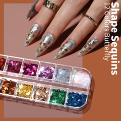 FANDAMEI lentejuelas de mariposa brillantes para uñas.