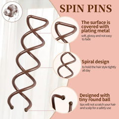 Pasador espiral FANDAMEI para cabello delicado; evita tirones.