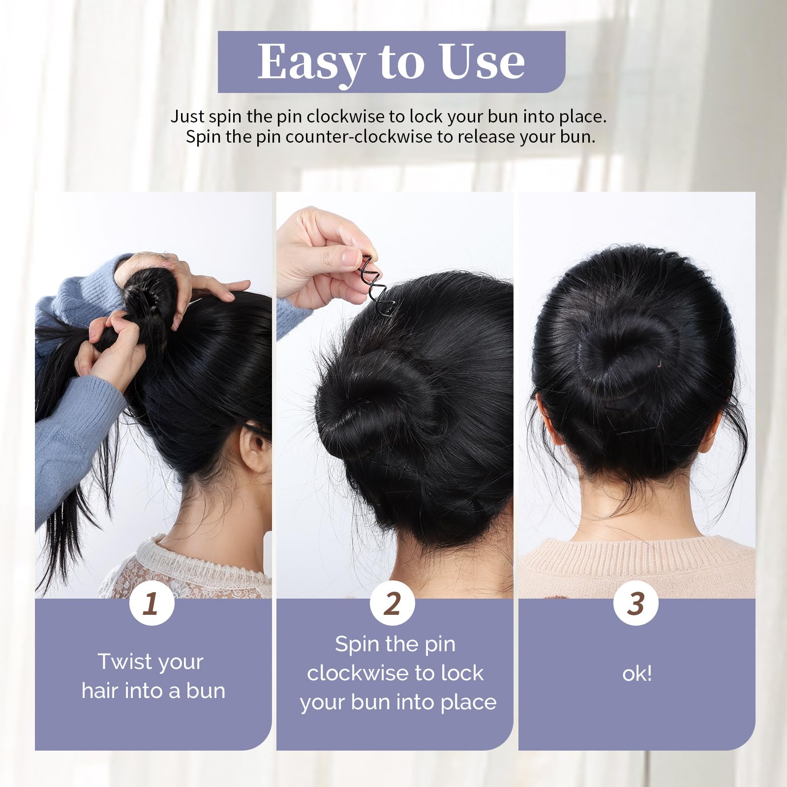 Fandamei pasadores espirales aptos para cabello medio o largo y varios estilos
