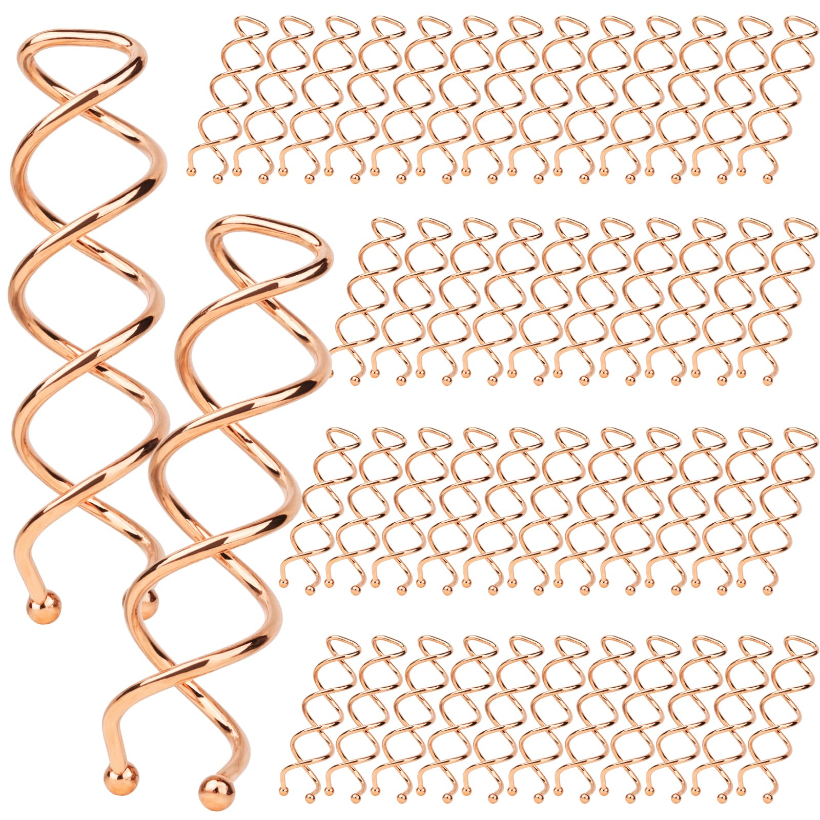 Pin espiral Fandamei en oro rosa para pelo, agarre seguro y estiliza cualquier peinado.