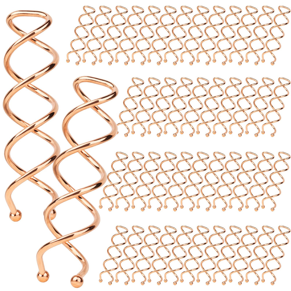 Pin espiral Fandamei en oro rosa para pelo, agarre seguro y estiliza cualquier peinado.