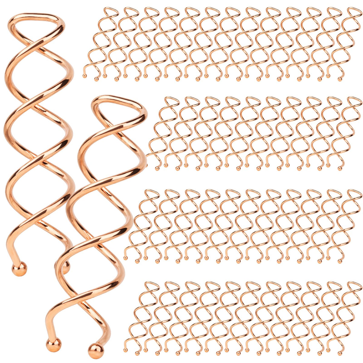 Pin espiral Fandamei en oro rosa para pelo, agarre seguro y estiliza cualquier peinado.