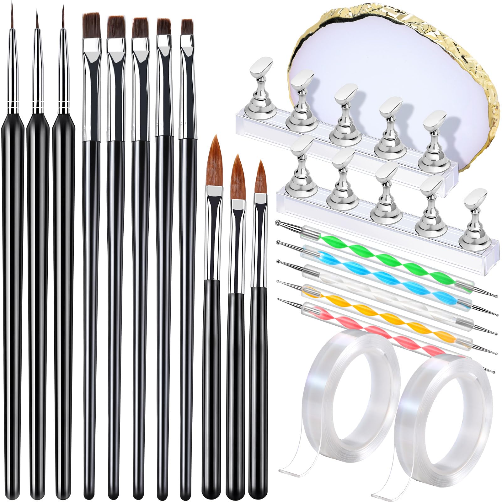 Pinceles FANDAMEI para uñas con cabeza plana, acabado limpio y preciso