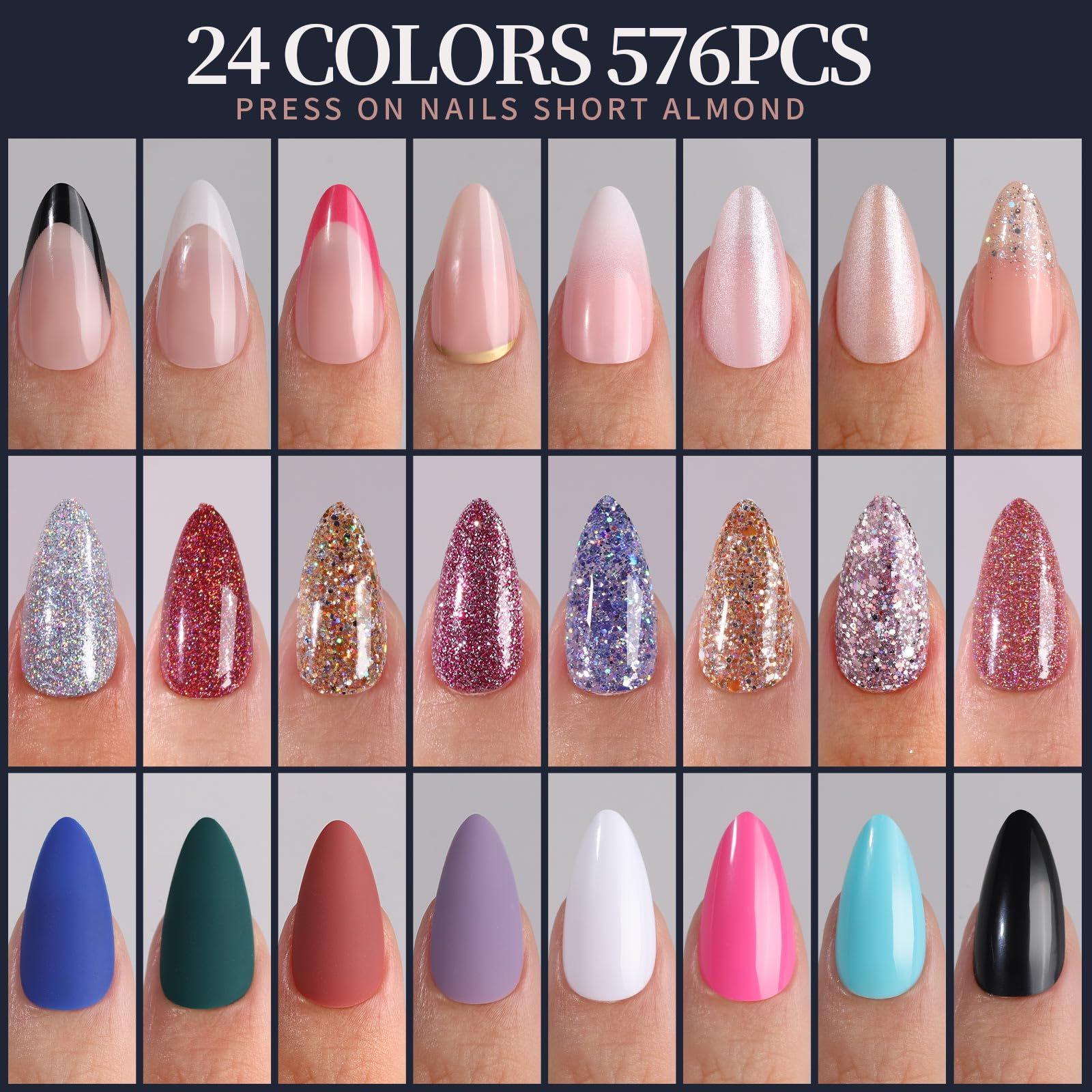 Fandamei nude with white glitter nails offering elegant neutrals