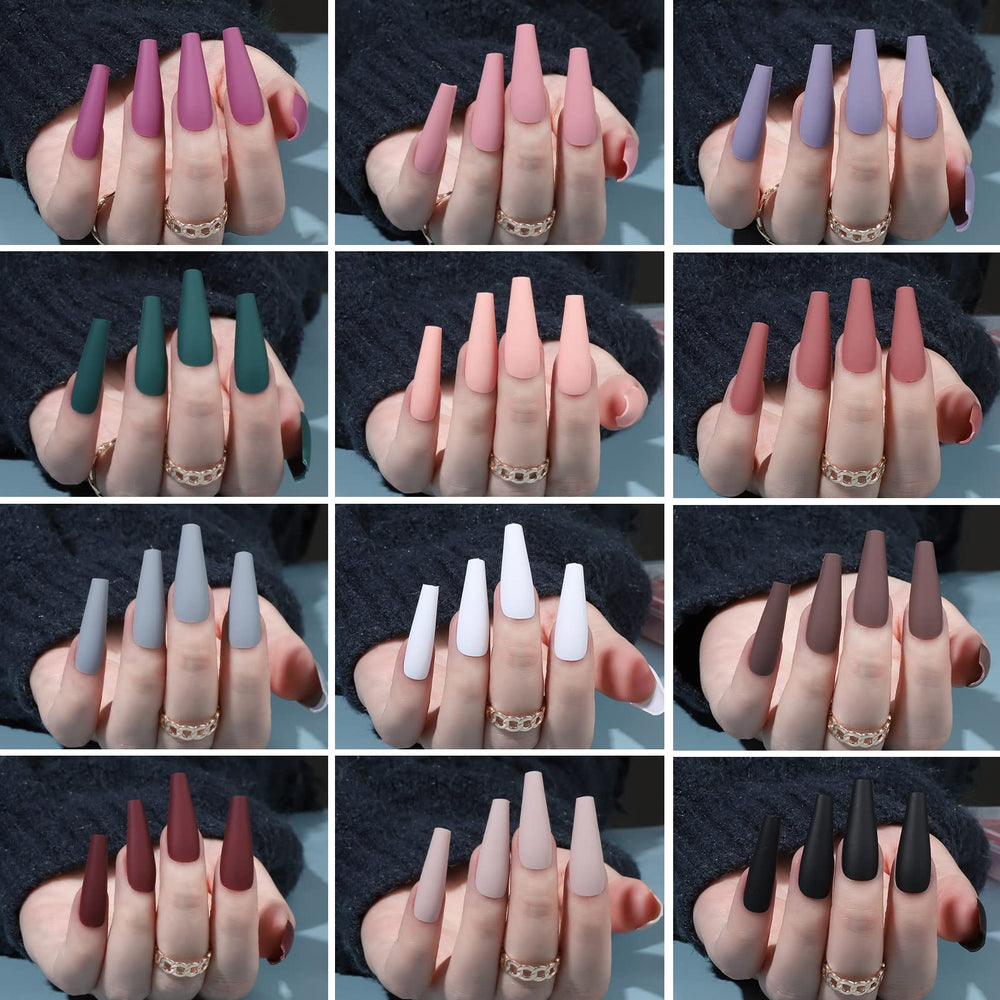 Fandamei set de 240 piezas, uñas largas y 12 colores.