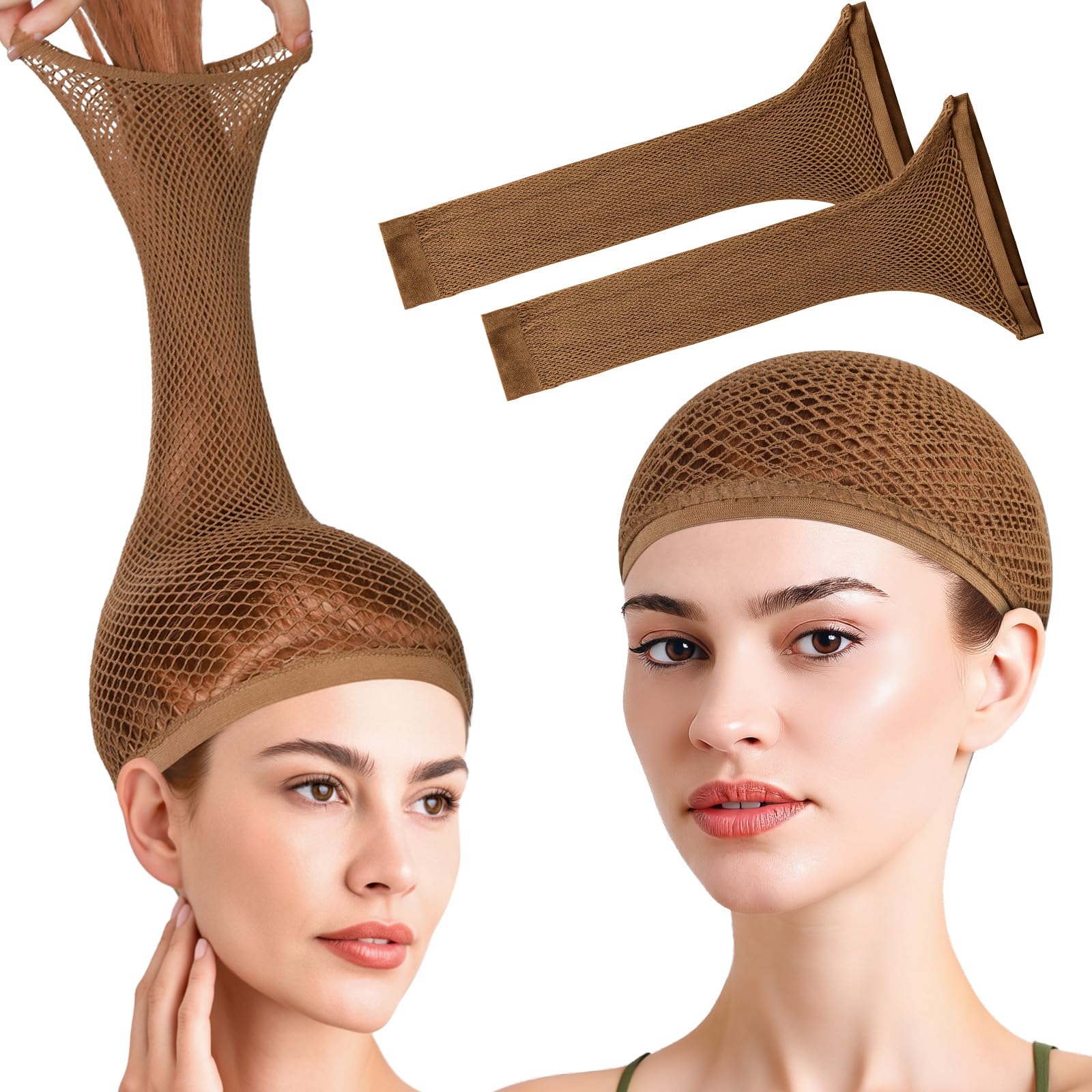 Fandamei tapa-peluca-doble-capa-pelo-largo: base cómoda para cabello abundante.