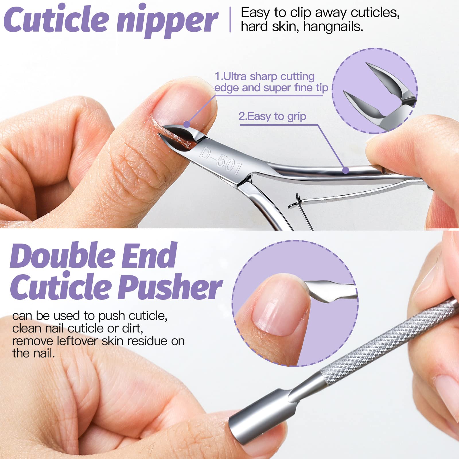 Tijera cutículas Fandamei acero inoxidable para recortar cutículas con precisión
