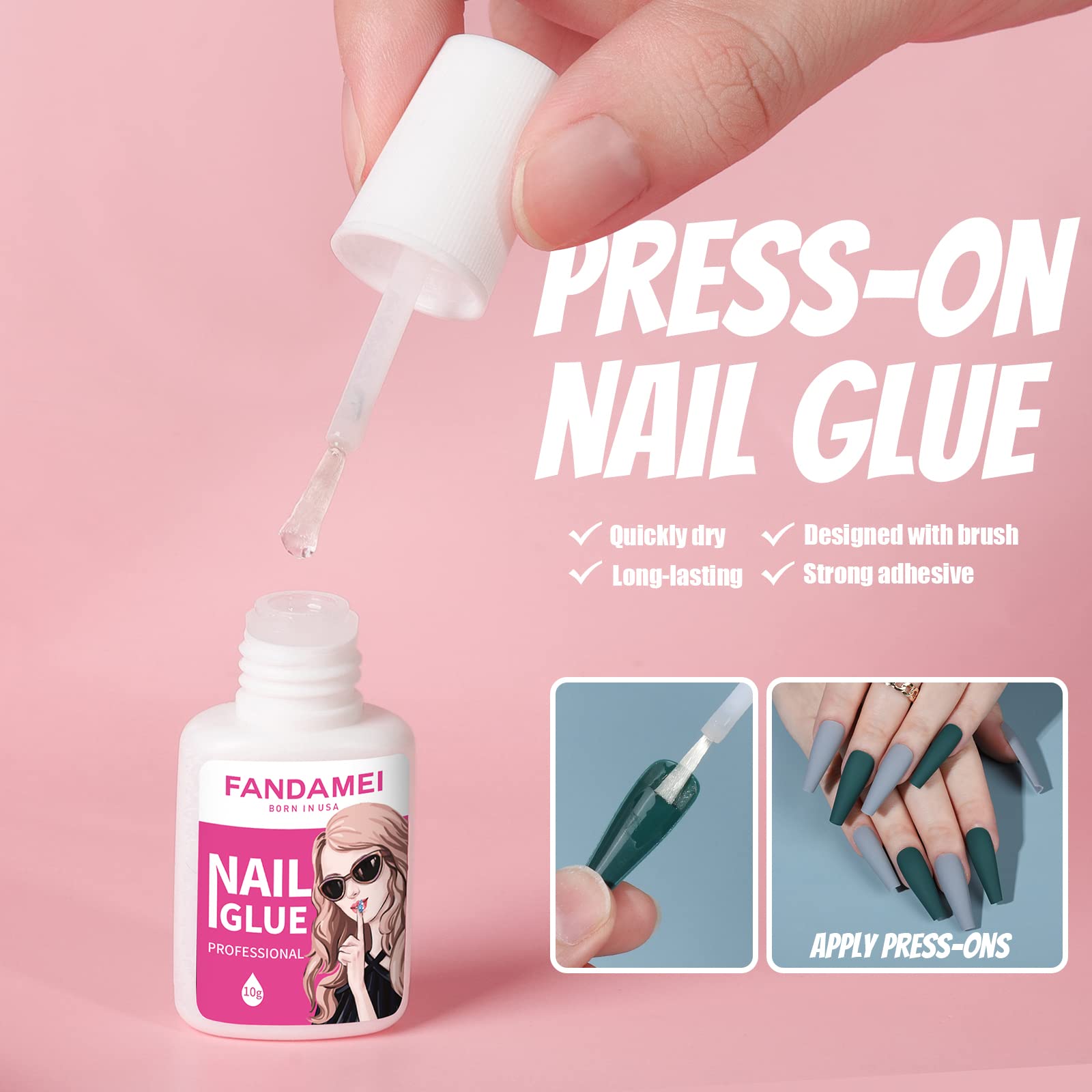 Fandamei uñas para manicura casera listas para decorar con cristales.