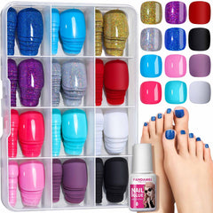 Fandamei uñas postizas para pies, color brillante para veraneo