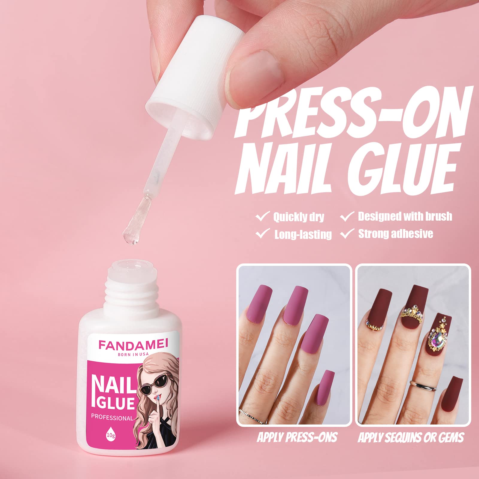 Uñas postizas FANDAMEI gris, neutro y moderno para combinar con cualquier conjunto.