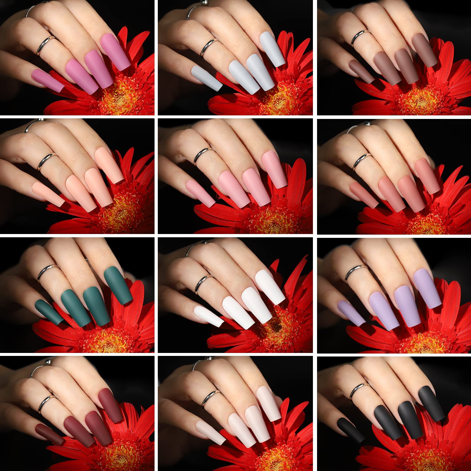 Uñas postizas FANDAMEI marrón cálido, tono suave para uso diario.