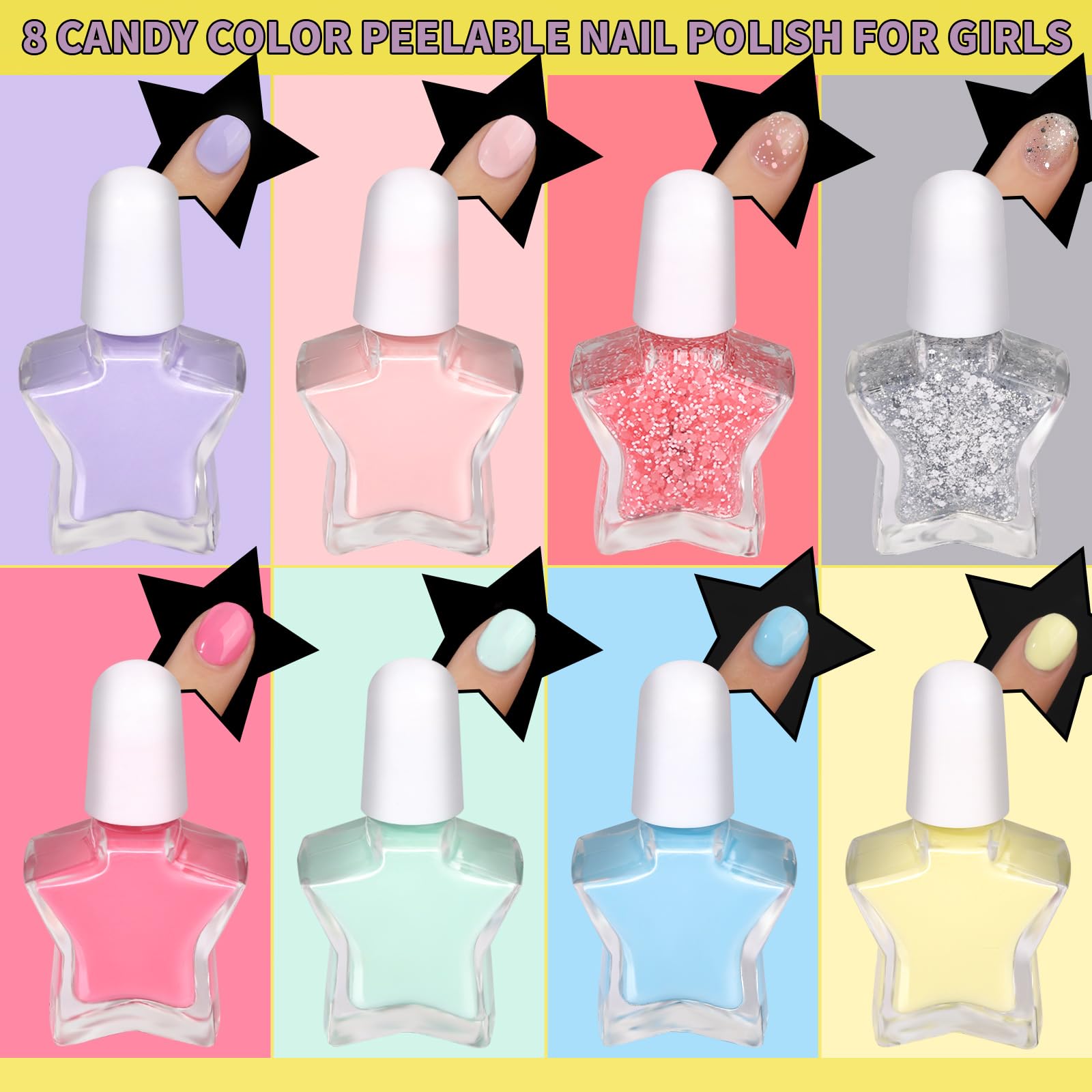 Uñas postizas para niñas Fandamei, fácil de aplicar para proyectos caseros.