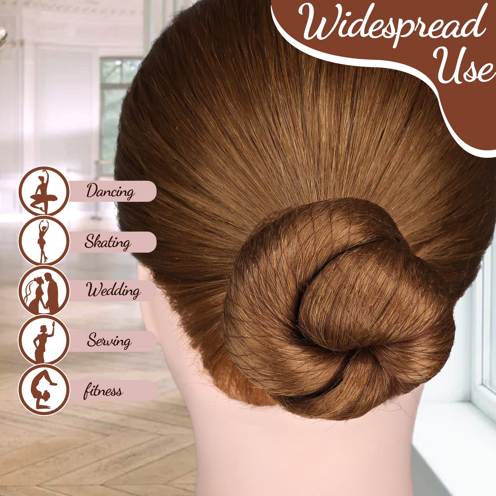Uso múltiple de accesorios Fandamei para cabello marrón en ballet, cocina y eventos