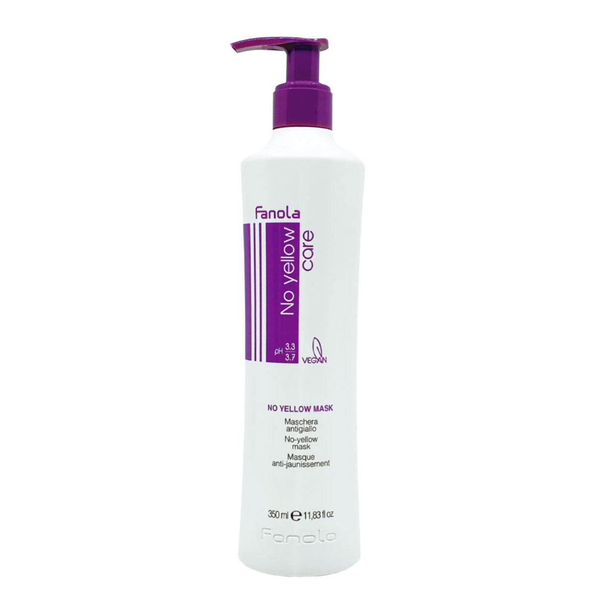 Fanola No Yellow, bote morado, neutraliza tonos bronceados en cabello rubio