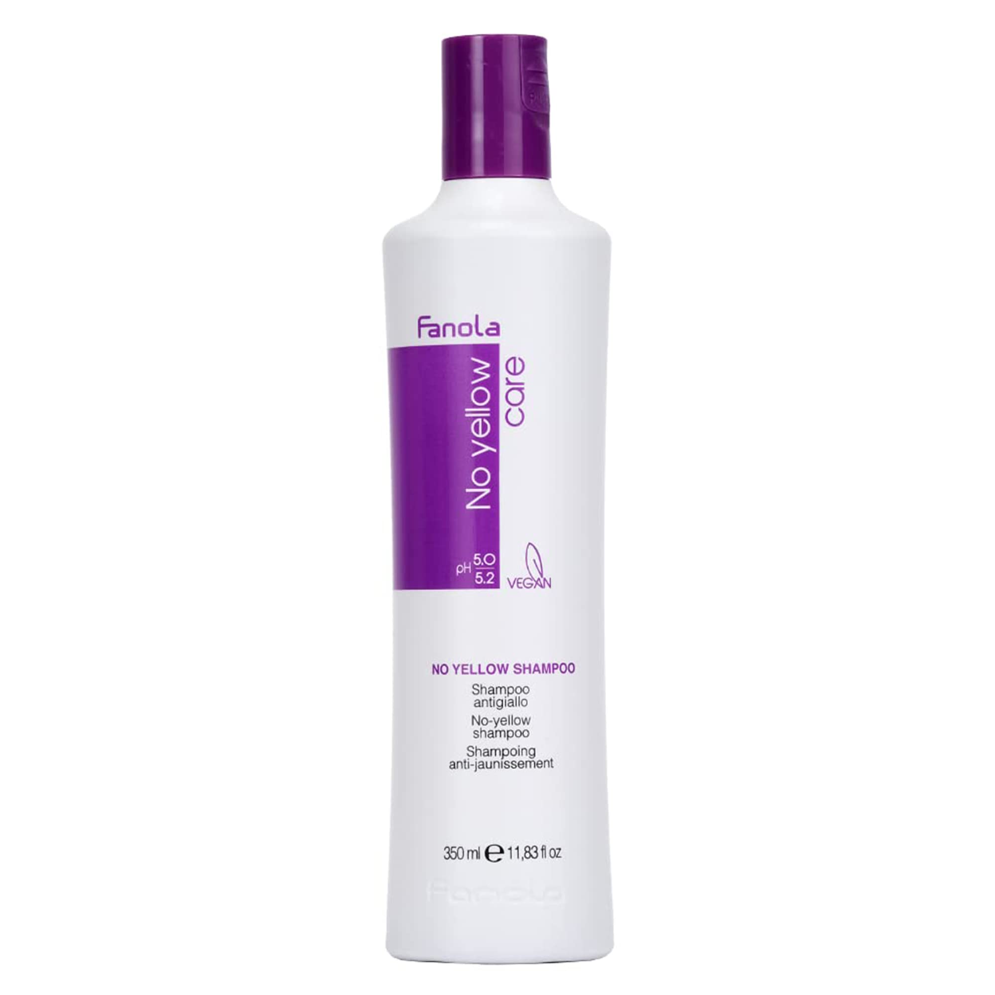 Fanola shampoo púrpura deposita color para neutralizar tonos amarillos en rubio