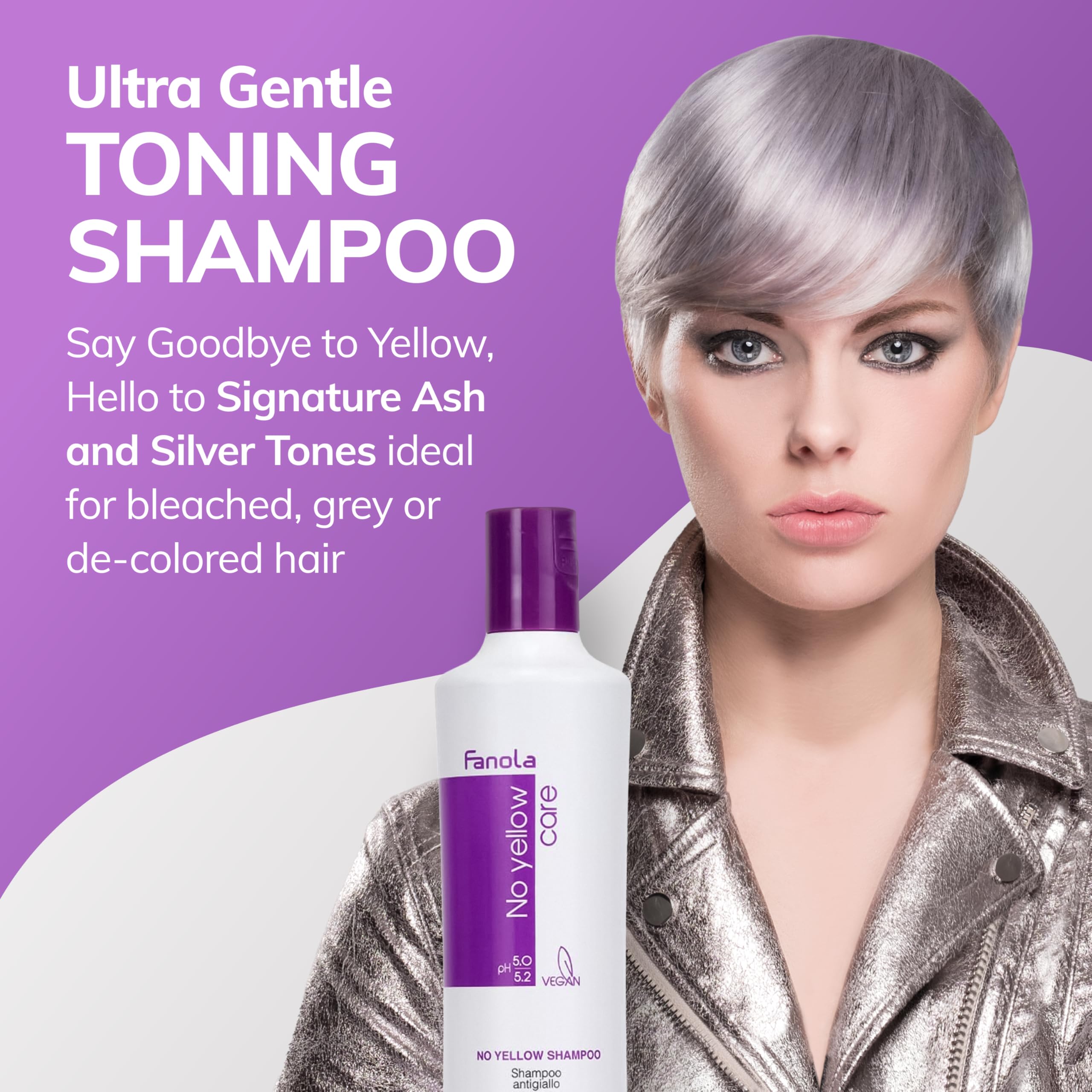 Aplicación del shampoo púrpura Fanola en cabello para tono frío rápido