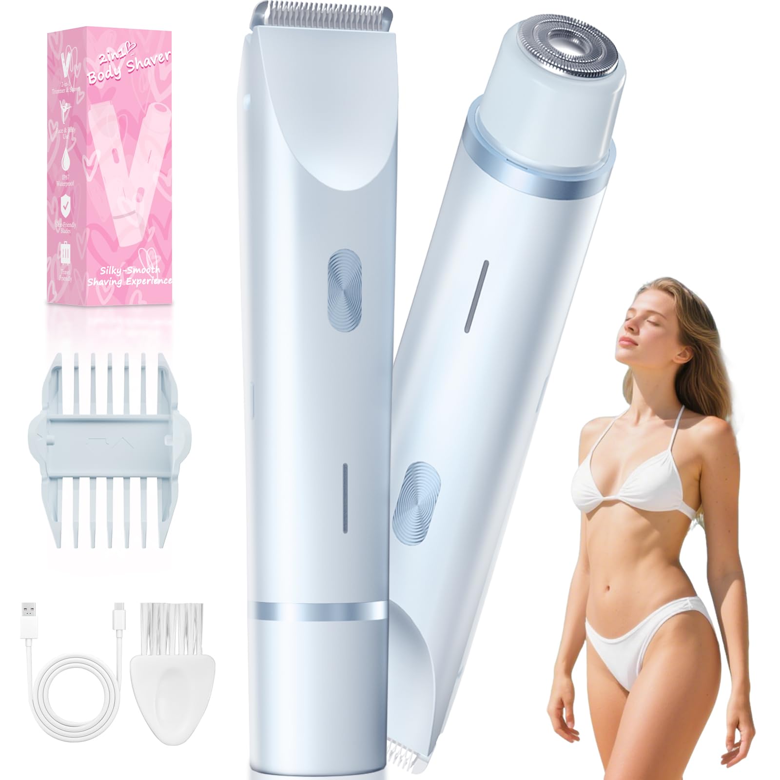 Fanovae Bikini Trimmer azul cielo para bikini y zonas sensibles.