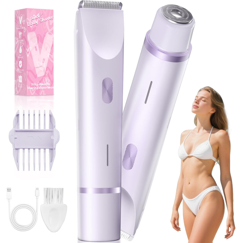 Fanovae Bikini Trimmer en caja, regalo listo para cuidado personal con estilo lavanda.