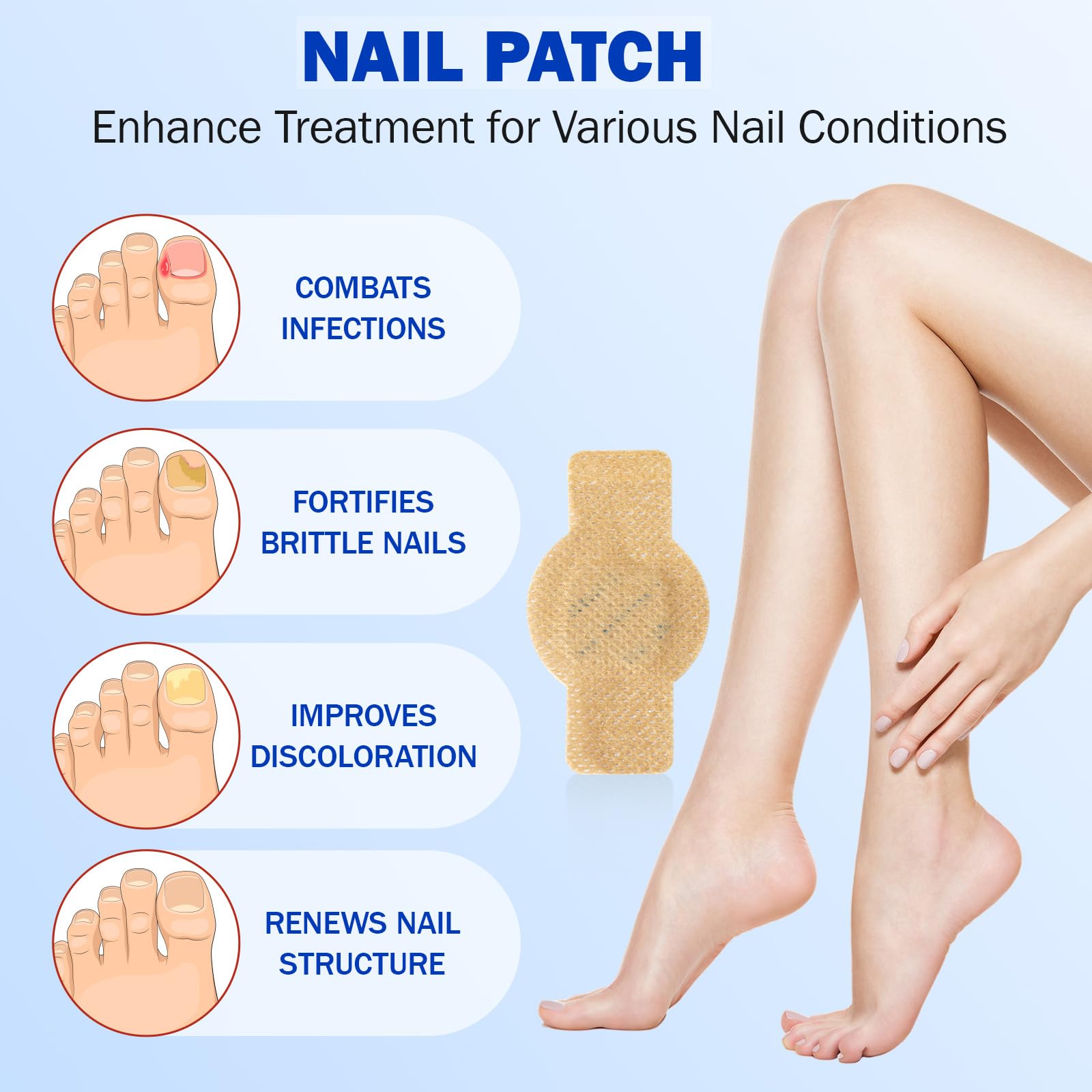FANSHI patches being applied to the nail bed with secure adhesion.