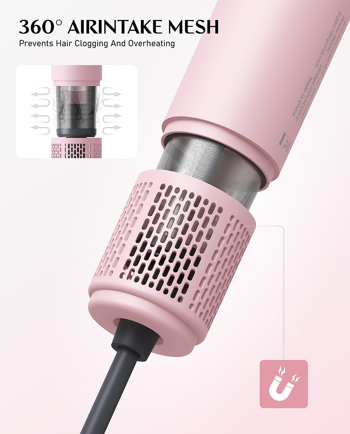 Fanttik Solo SonicDry H10 Pro, filtro magnético anti-succión para cabello seguro.