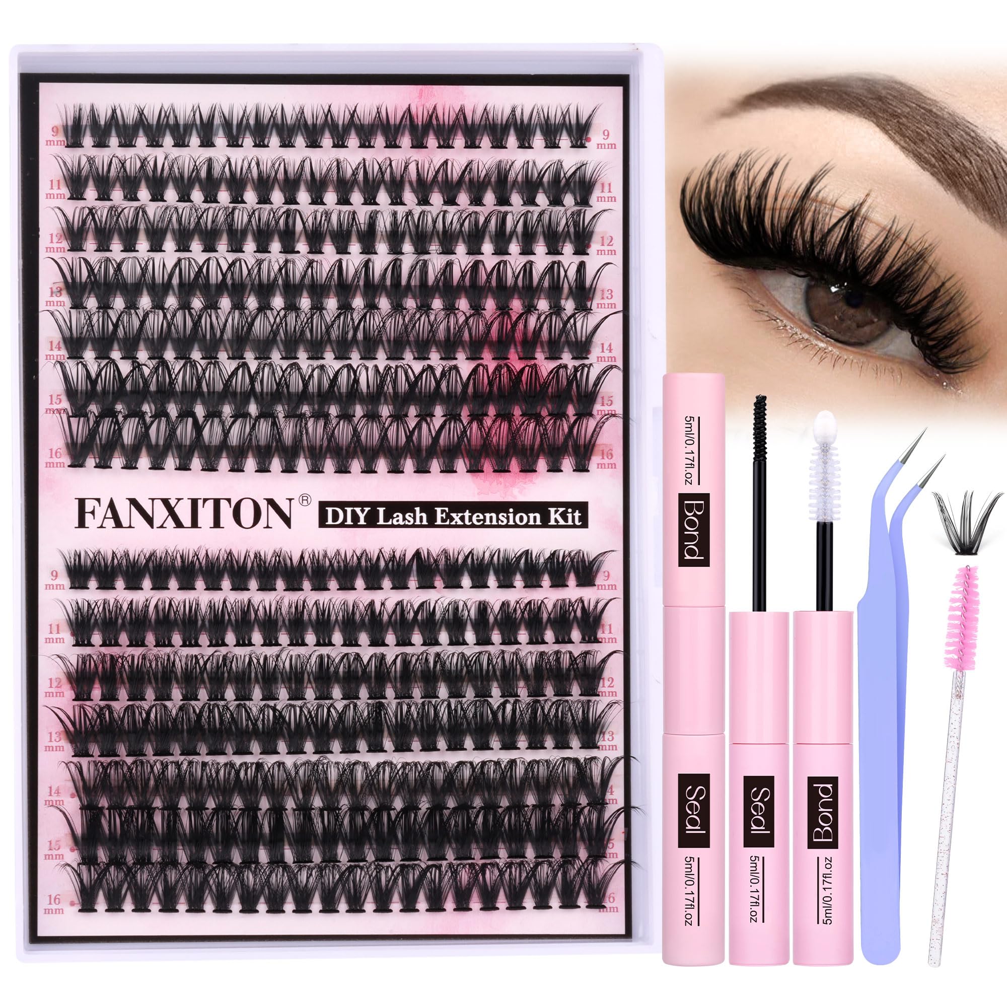 FANXITON kit DIY de 280 piezas para pestañas en clusters, look personalizable