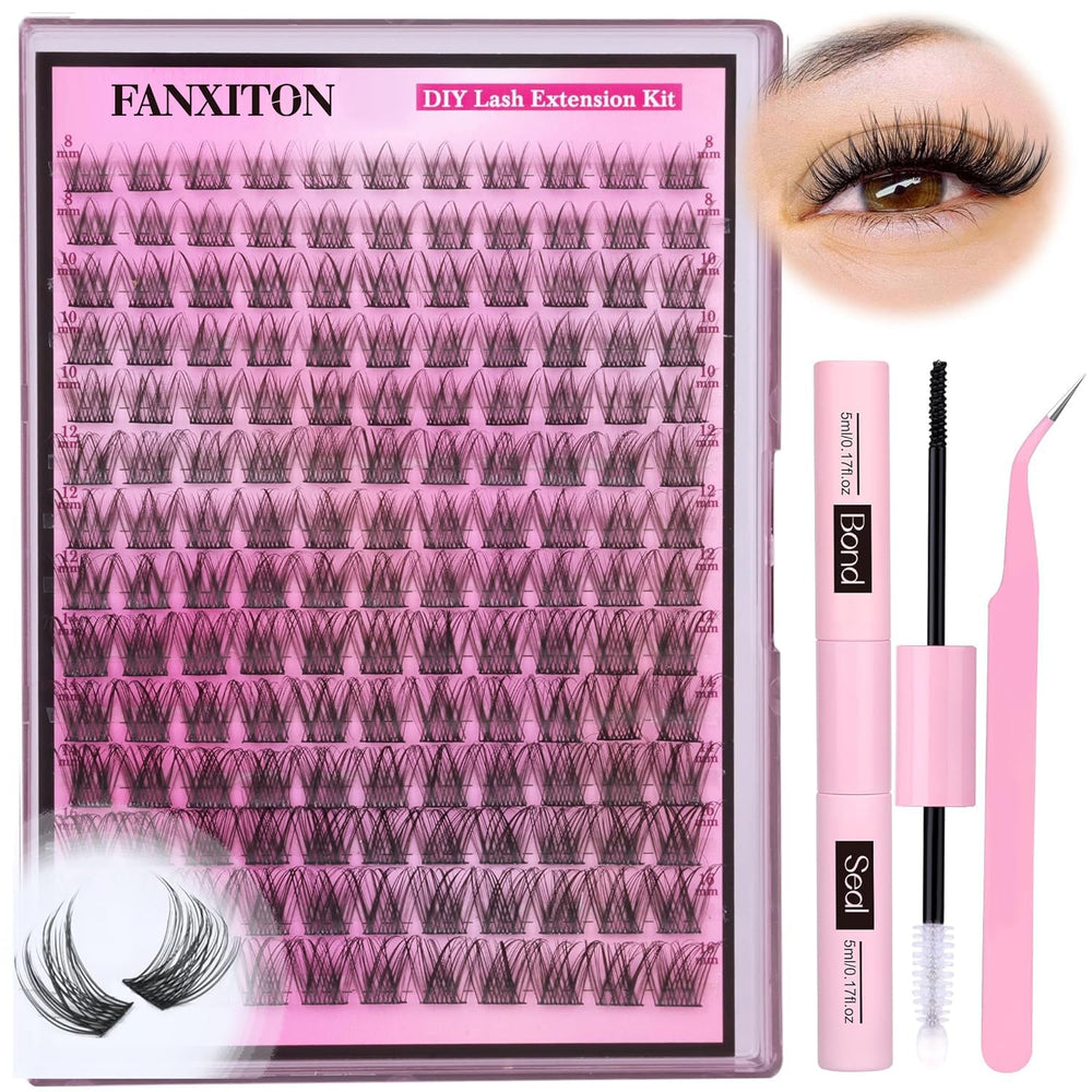 FANXITON kit de pestañas, racimos 8-16 mm, look natural y cómodo.