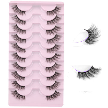 Pestañas FANXITON medias con aspecto natural y ondulado para maquillaje diario.