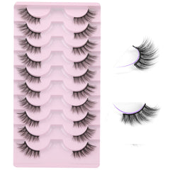 Pestañas FANXITON medias con aspecto natural y ondulado para maquillaje diario.