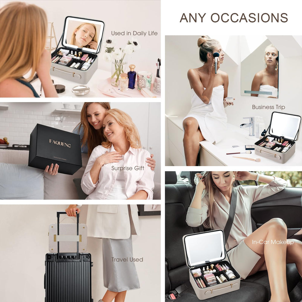 Faquenc maletín maquillaje divisiones removibles para personalizar almacenamiento