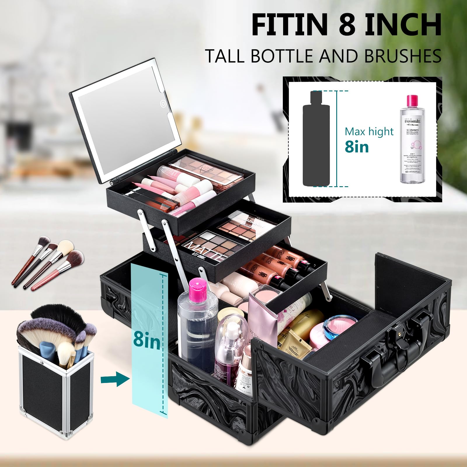 Faquenc organizador de maquillaje con almacenamiento seguro para viajes