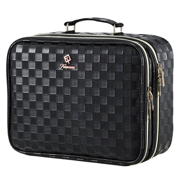 Faquenc sac maquillage avec miroir LED à double couche et rangement optimal