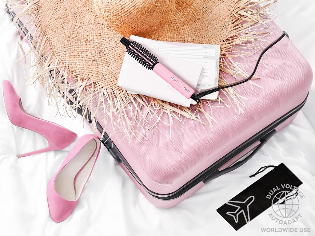 Estuche de viaje rosado para Farery Mini cepillo térmico