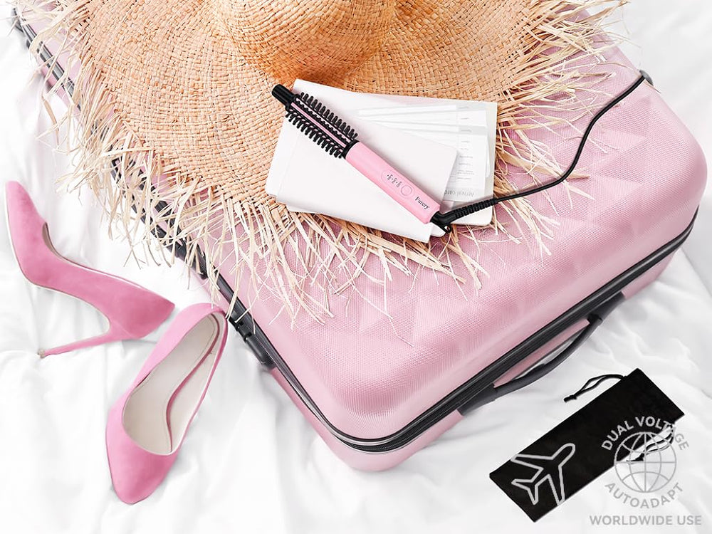 Estuche de viaje rosado para Farery Mini cepillo térmico